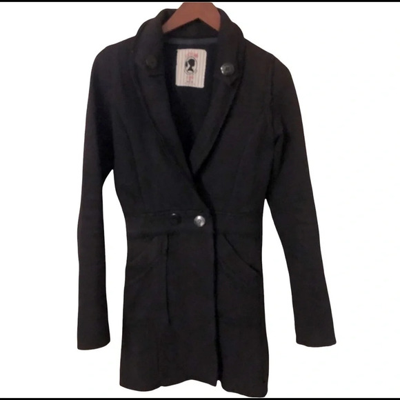 vintage y2k Black sweat shirt material Jacket , Shacket - Picture 1 of 4